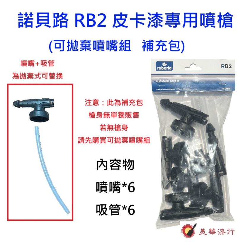 諾貝路 RB2 皮卡漆專用噴槍 (可拋棄噴嘴組-補充包)